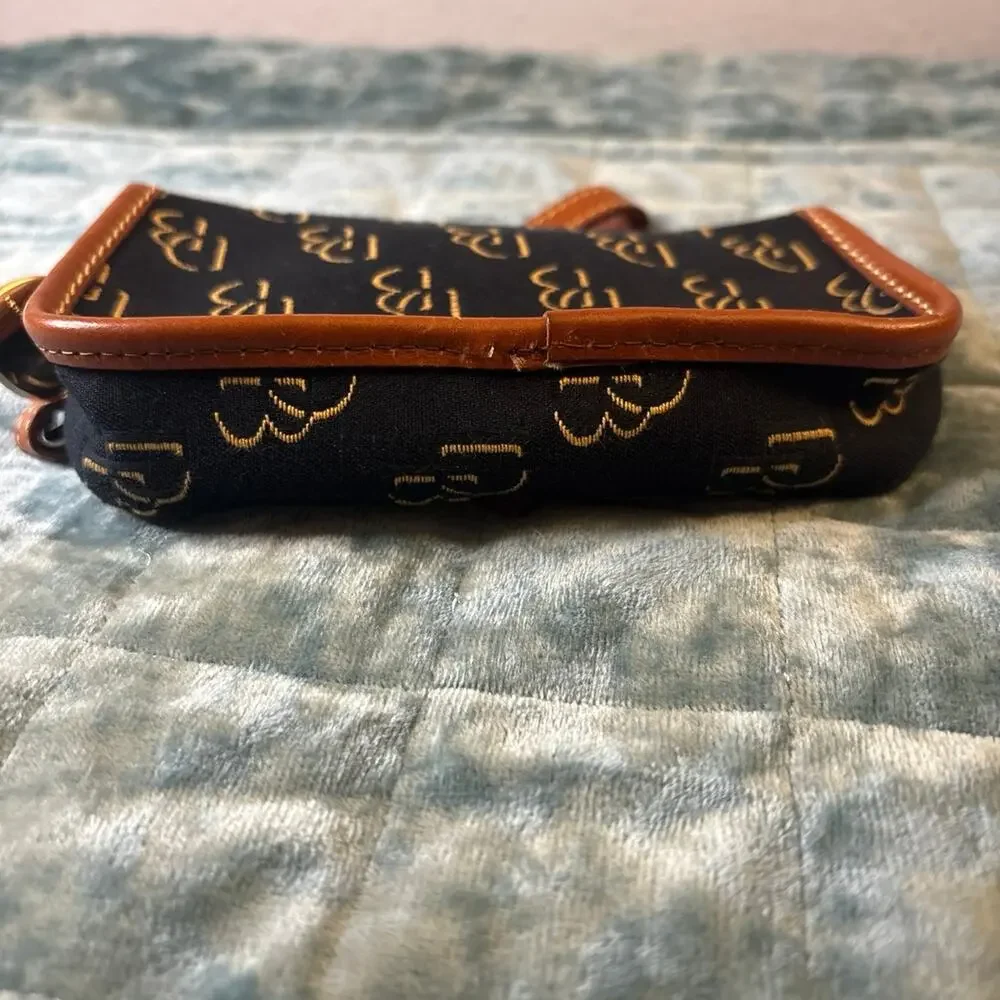 Dooney & Bourke Wristlet Black Multi Coated Canvas Gold Hardware Small Y2K NWOT